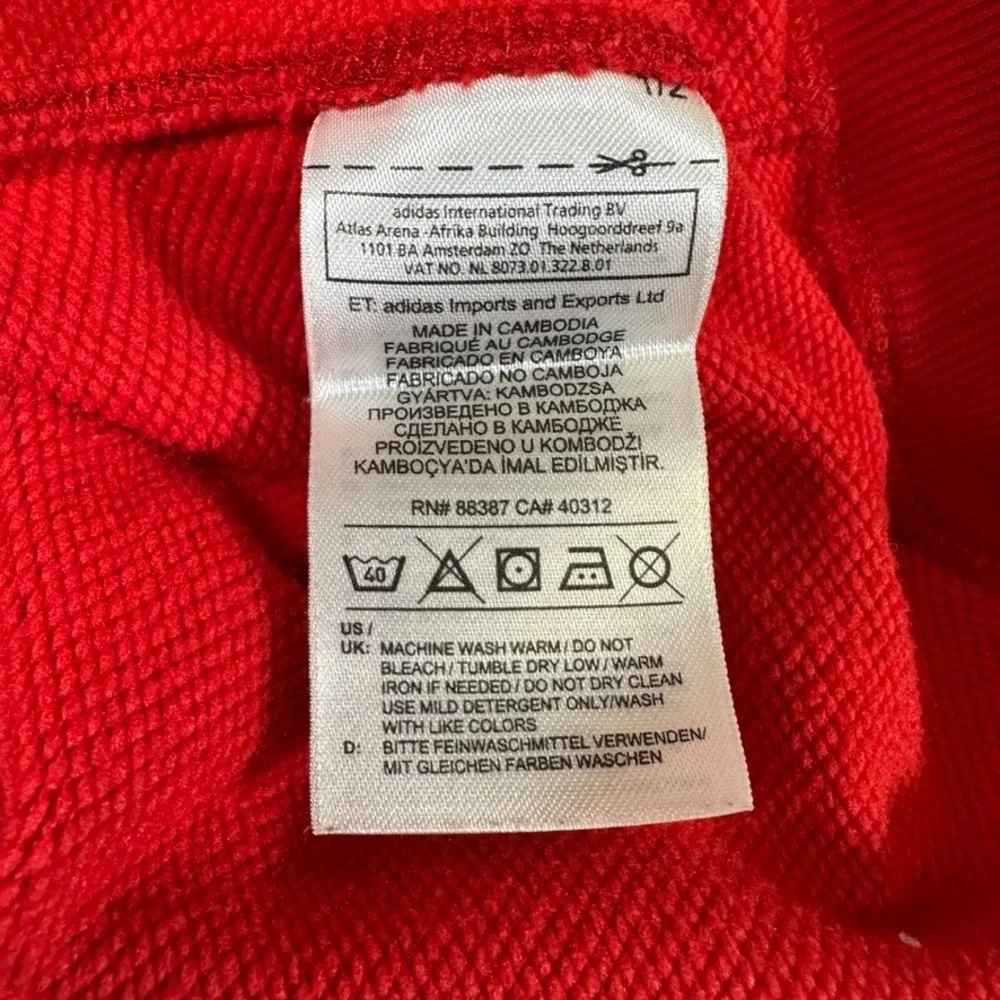 Adidas Mens Climalite Hoodie Red White Logo Pullover Sweatshirt Medium RN 88387